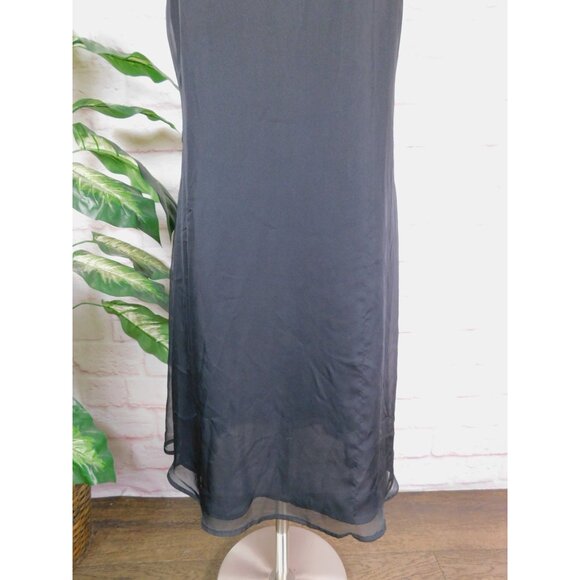 GAP Black Sleeveless Ruffle Neck Dress Size 6 - Classic Chic Evening Look - Picture 3 of 11